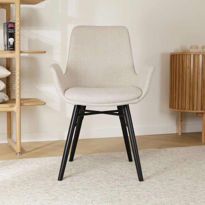 Nolon Nena-Eef Eetkamerstoel Beige - Zwarte Houten Poten