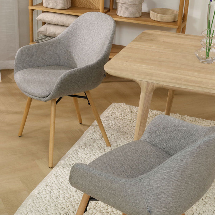 Nolon Nena-Mae Eetkamerstoel Warm Grijs - Armleuning - Stof