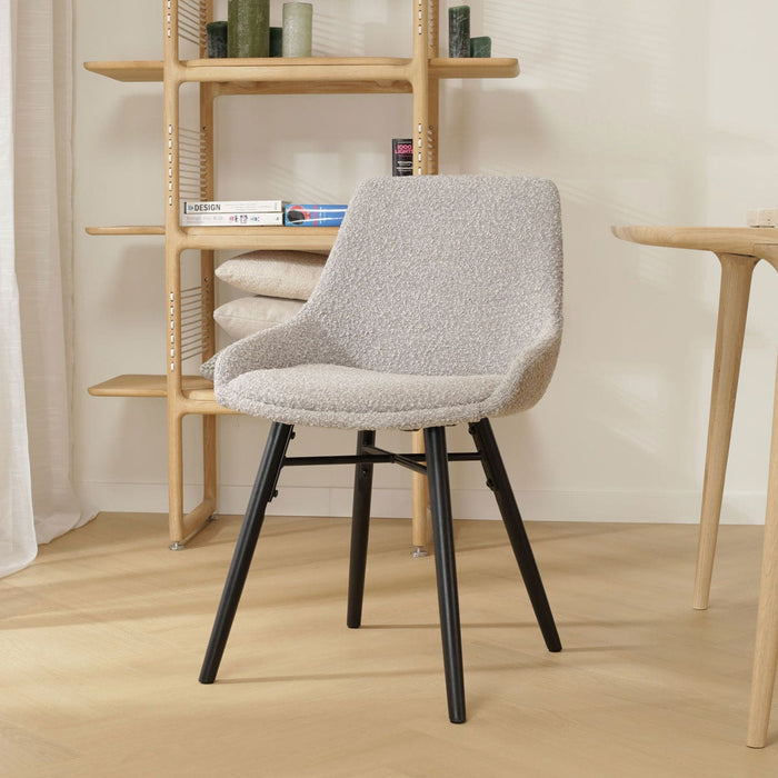 Nolon Nena-Isa Eetkamerstoel Bouclé Taupe - Zwarte Houten Poten