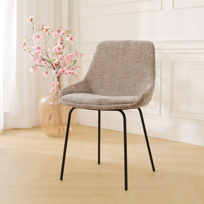 Nolon Nora-Isa Eetkamerstoel Bruin - Stof - Zwart Onderstel