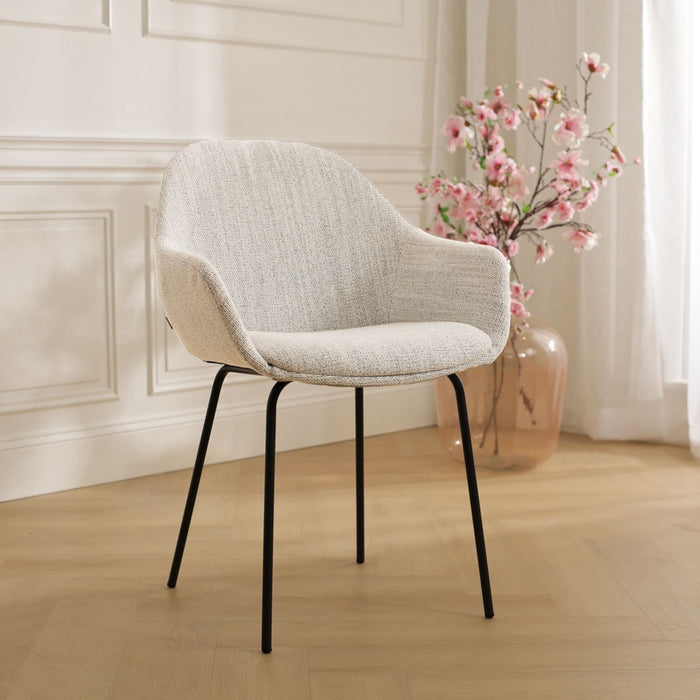 Nolon Nora-Mae Eetkamerstoel Beige Gemêleerd - Armleuning - Zwarte