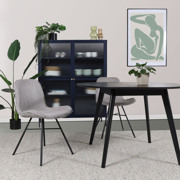 Nolon Noa-Fé Eetkamerstoelen Set van 2 - Rib Warm Grijs - Zwarte Poten