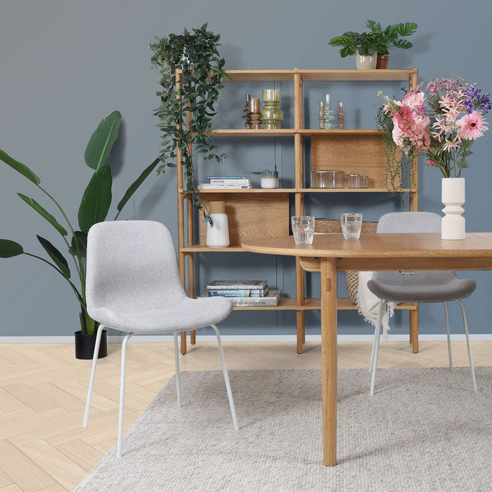 Nolon Nora-Fé Eetkamerstoelen Set van 2 - Lichtgrijs - Witte Poten