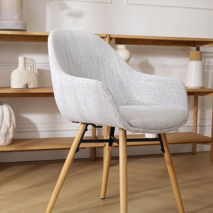 Nolon Nena-Mae Eetkamerstoel Beige Gemêleerd - Armleuning - Stof