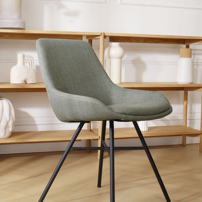 Nolon Noa-Isa Eetkamerstoel Saliegroen - Stof - Zwart Onderstel