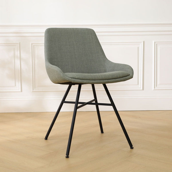 Nolon Noa-Isa Eetkamerstoel Saliegroen - Stof - Zwart Onderstel