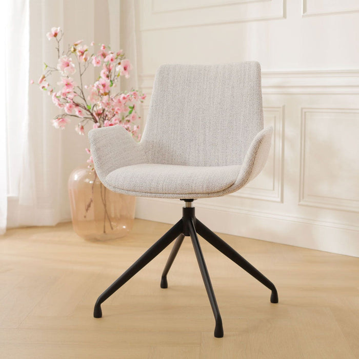 Nolon Nola-Eef Eetkamerstoel Beige Gemêleerd - Draaibaar Zwart