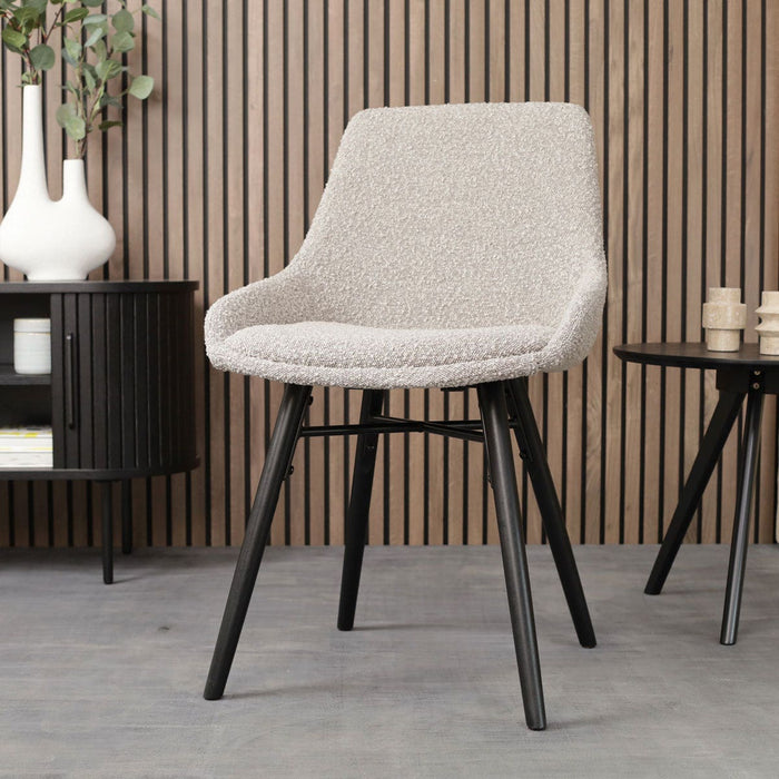 Nolon Nena-Isa Eetkamerstoel Bouclé Taupe - Zwarte Houten Poten