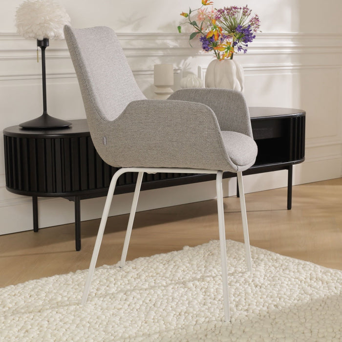 Nolon Nora-Eef Eetkamerstoel Warm Grijs - met Armleuning - Wit