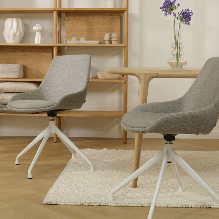 Nolon Nola-Isa Eetkamerstoel Warm Grijs - Draaibaar Wit Onderstel