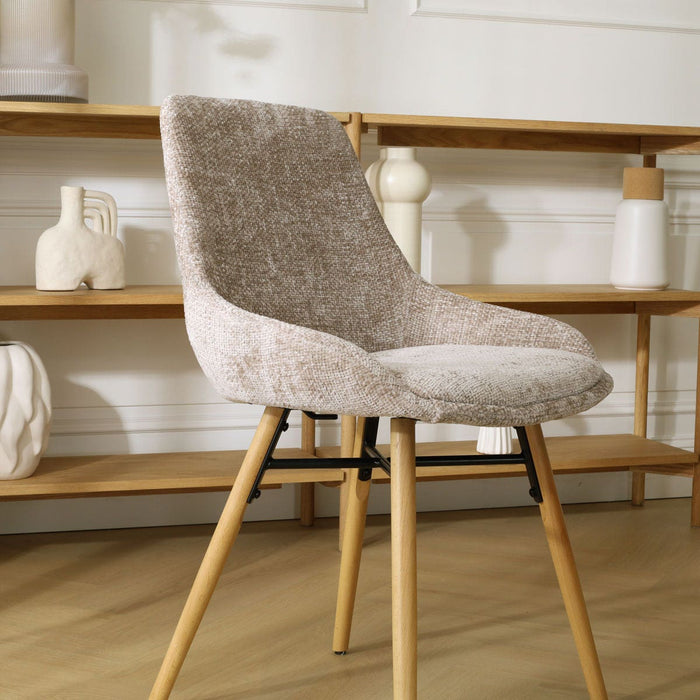 Nolon Nena-Isa Eetkamerstoel Bruin - Stof - Houten Poten