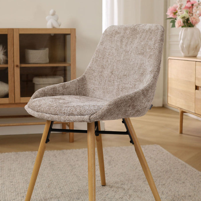 Nolon Nena-Isa Eetkamerstoel Bruin - Stof - Houten Poten