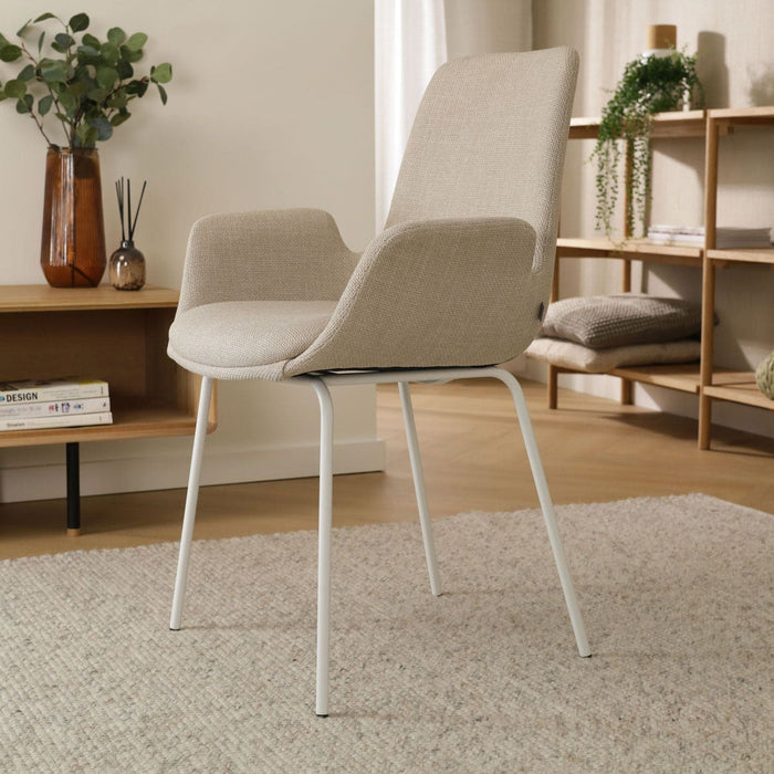 Nolon Nora-Eef Eetkamerstoel Beige - met Armleuning - Wit