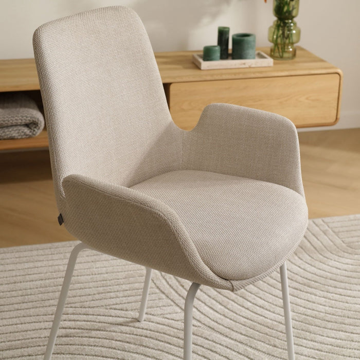 Nolon Nora-Eef Eetkamerstoel Beige - met Armleuning - Wit