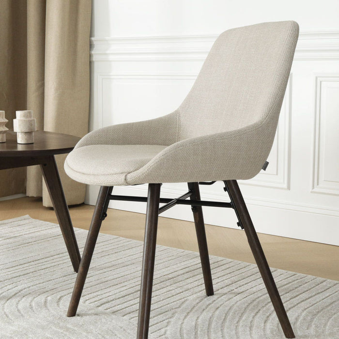Nolon Nena-Isa Eetkamerstoel Beige - Stof - Walnoot Poten