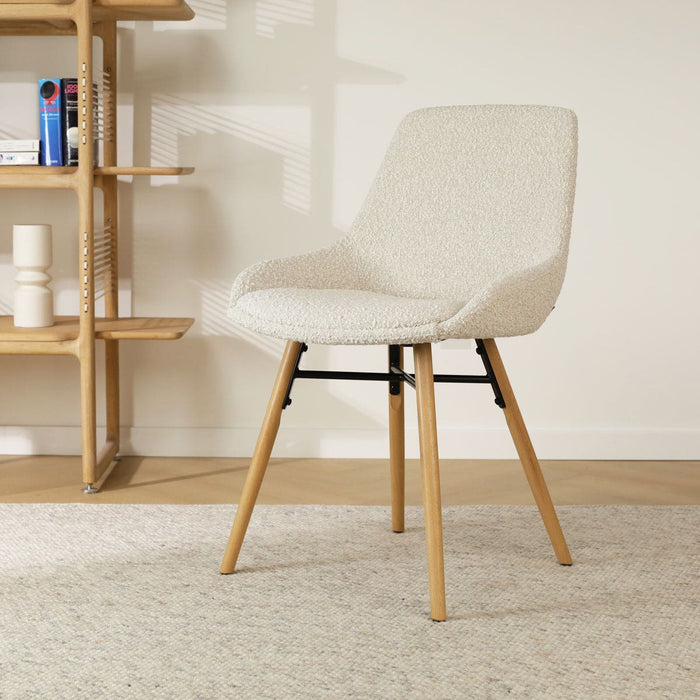 Nolon Nena-Isa Eetkamerstoel Bouclé Beige - Stof - Houten Poten