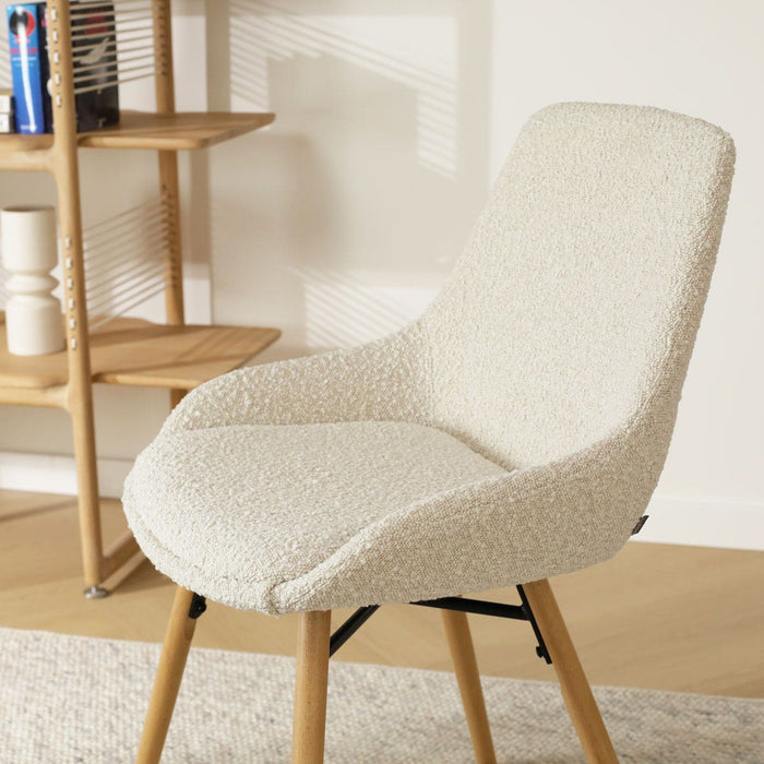 Nolon Nena-Isa Eetkamerstoel Bouclé Beige - Stof - Houten Poten