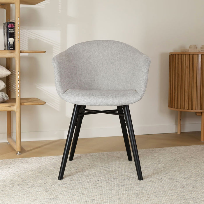 Nolon Nena-Otis Eetkamerstoel Lichtgrijs - Zwarte Houten Poten