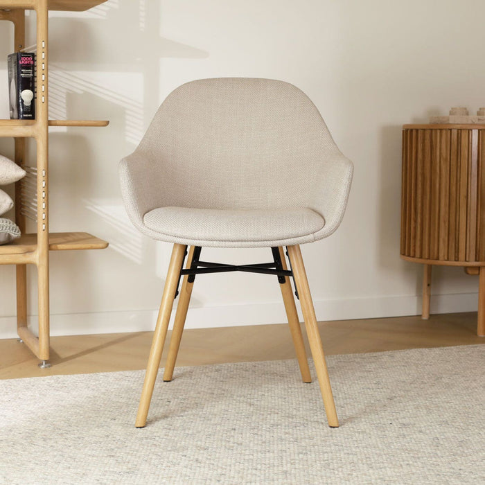 Nolon Nena-Mae Eetkamerstoel Beige - Armleuning - Stof