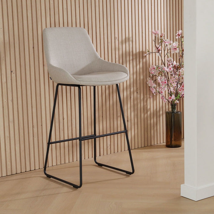 Nolon Nino-Isa Barkruk Beige - Stof - Zwart Onderstel - 75 cm