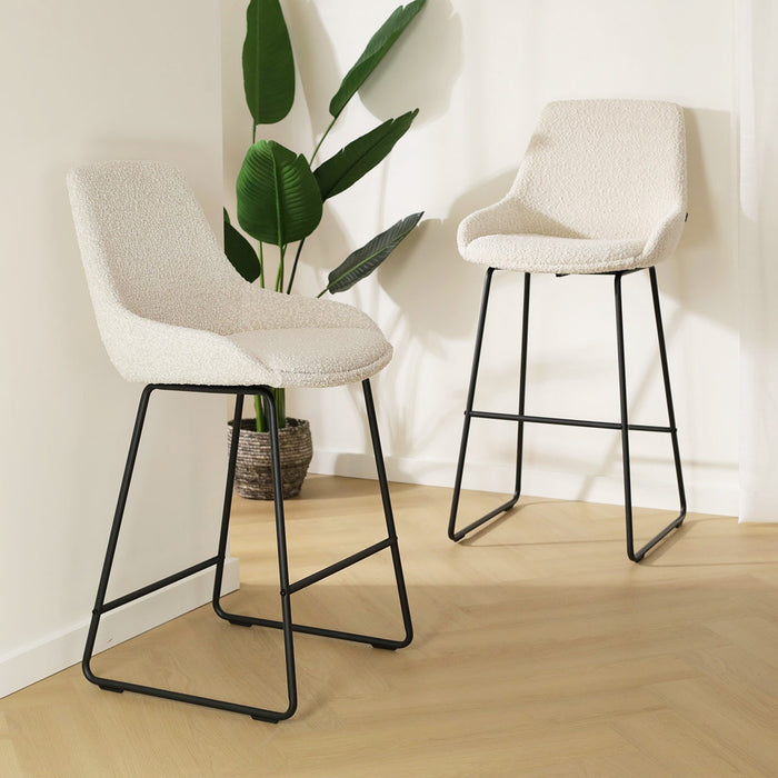 Nolon Nino-Isa Barkruk Bouclé Beige - Stof - Zwart Onderstel - 75 cm