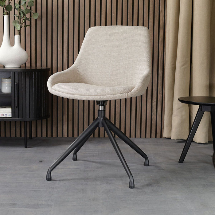 Nolon Nola-Isa Eetkamerstoel Beige - Draaibaar Zwart Onderstel