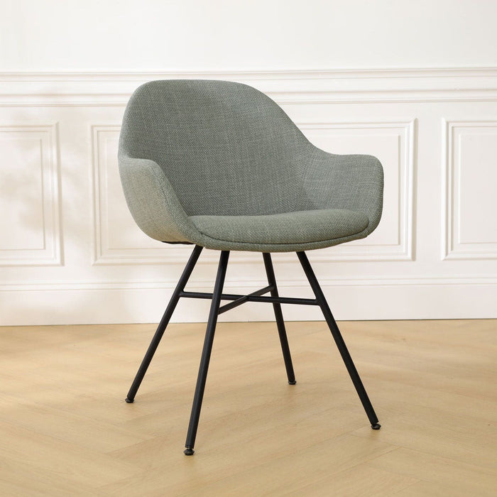 Nolon Noa-Mae Eetkamerstoel Saliegroen - Armleuning - Zwarte Poten