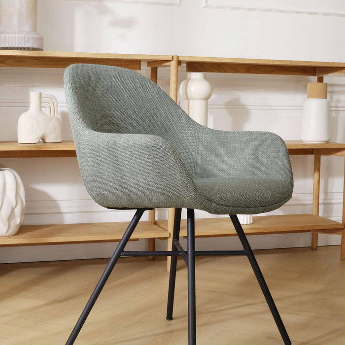 Nolon Noa-Mae Eetkamerstoel Saliegroen - Armleuning - Zwarte Poten