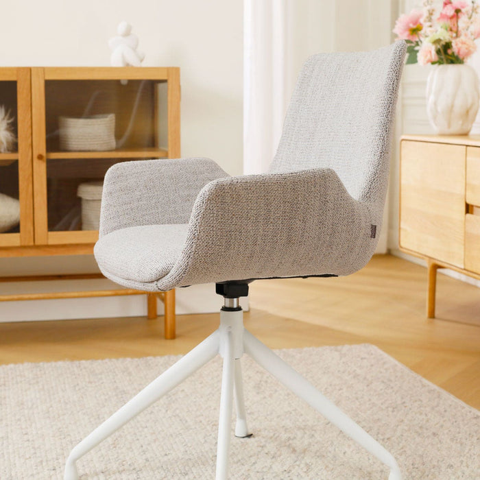 Nolon Nola-Eef Eetkamerstoel Beige Gemêleerd - Draaibaar Wit Onderstel