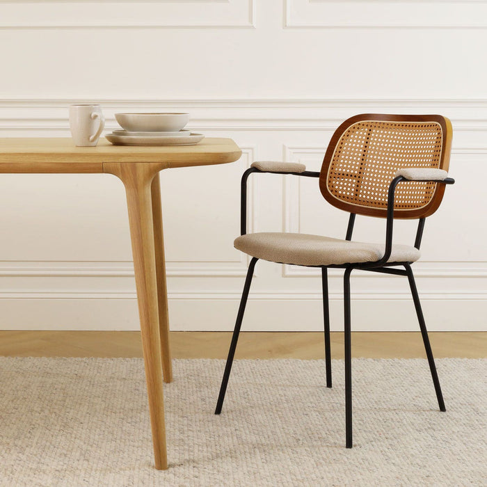 Nolon Jolie Eetkamerstoel met Rotan Rugleuning - Beige