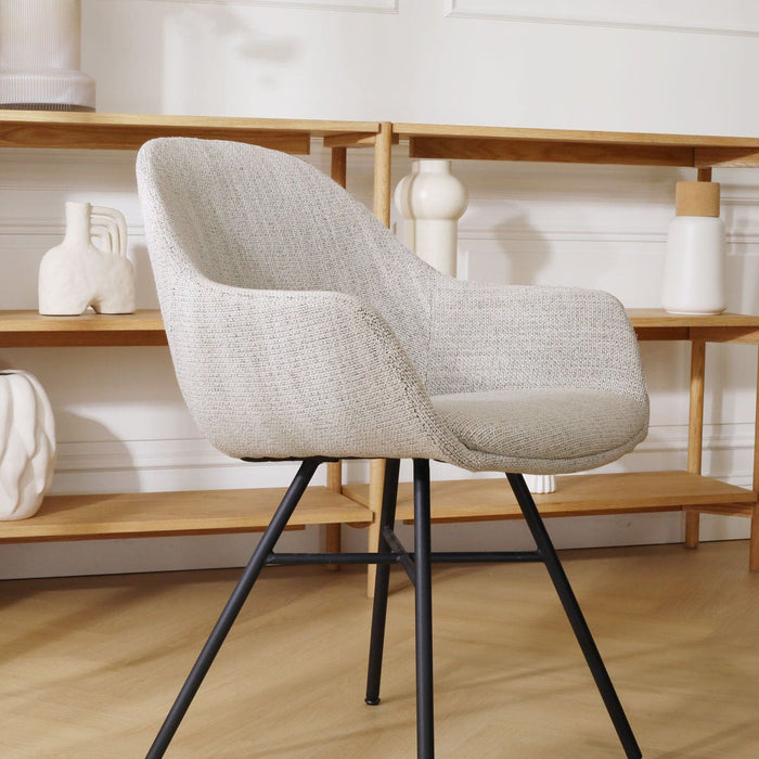 Nolon Noa-Mae Eetkamerstoel Beige Gemêleerd - Armleuning - Zwarte