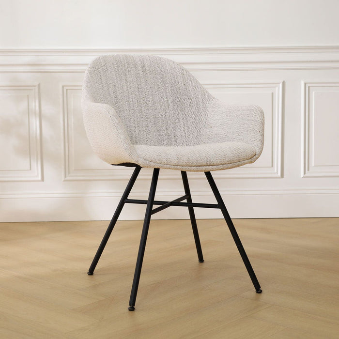 Nolon Noa-Mae Eetkamerstoel Beige Gemêleerd - Armleuning - Zwarte