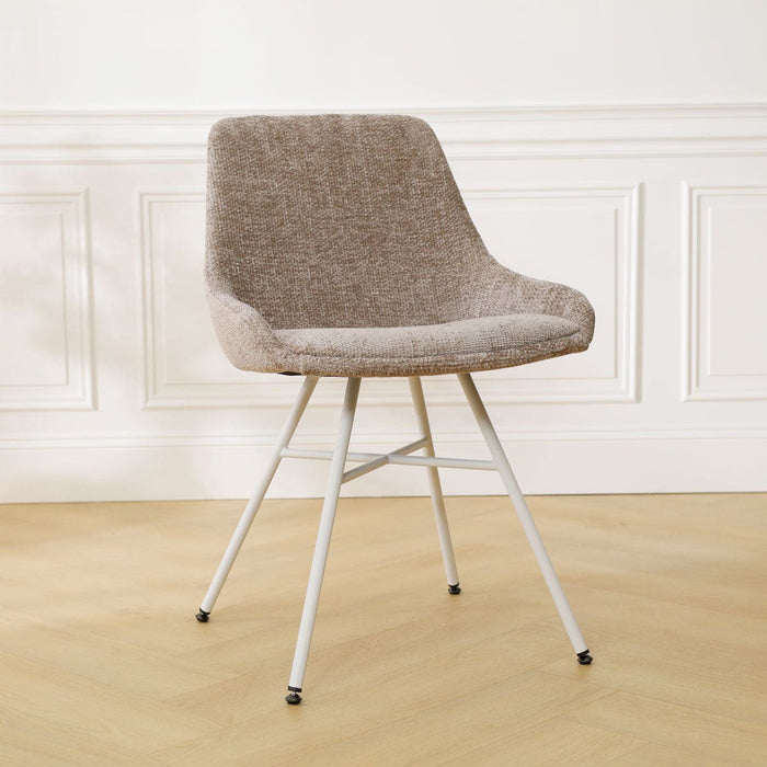 Nolon Noa-Isa Eetkamerstoel Bruin - Stof - Wit Onderstel