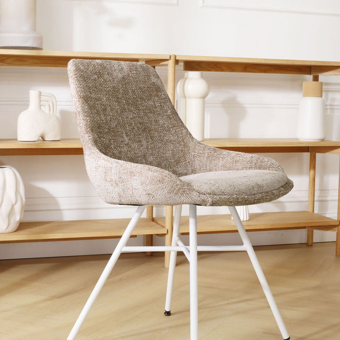 Nolon Noa-Isa Eetkamerstoel Bruin - Stof - Wit Onderstel