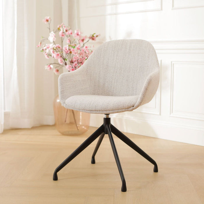 Nolon Nola-Mae Eetkamerstoel Beige Gemêleerd - Draaibaar Zwart