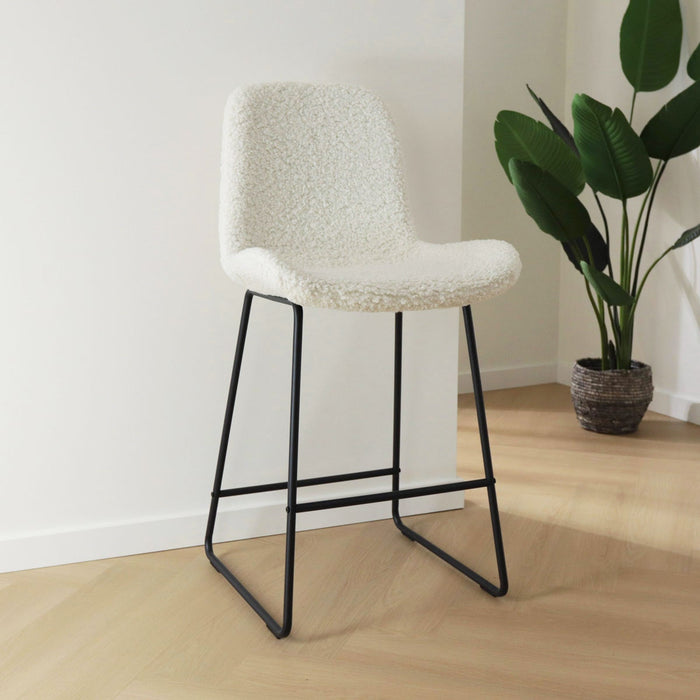 Nolon Nino-Fé Barkruk Teddy Gebroken Wit - Zwart Onderstel - 65 cm