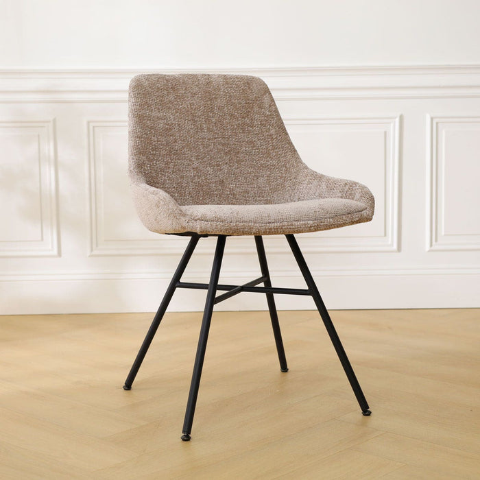 Nolon Noa-Isa Eetkamerstoel Bruin - Stof - Zwart Onderstel