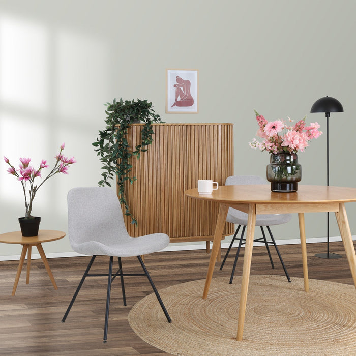 Nolon Noa-Fé Eetkamerstoelen Set van 2 - Lichtgrijs - Zwarte Poten