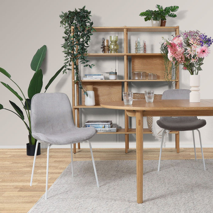 Nolon Nora-Fé Eetkamerstoelen Set van 2 - Rib Warm Grijs - Witte Poten