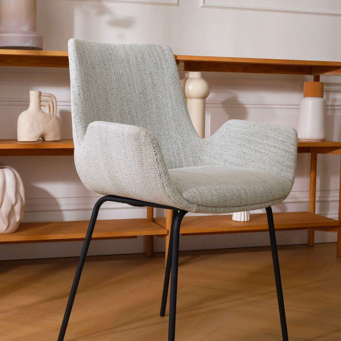 Nolon Nora-Eef Eetkamerstoel Beige Gemêleerd - met Armleuning - Zwart