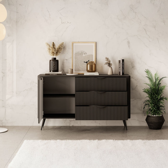 Meubella - Dressoir Lima - Zwart - 138 cm