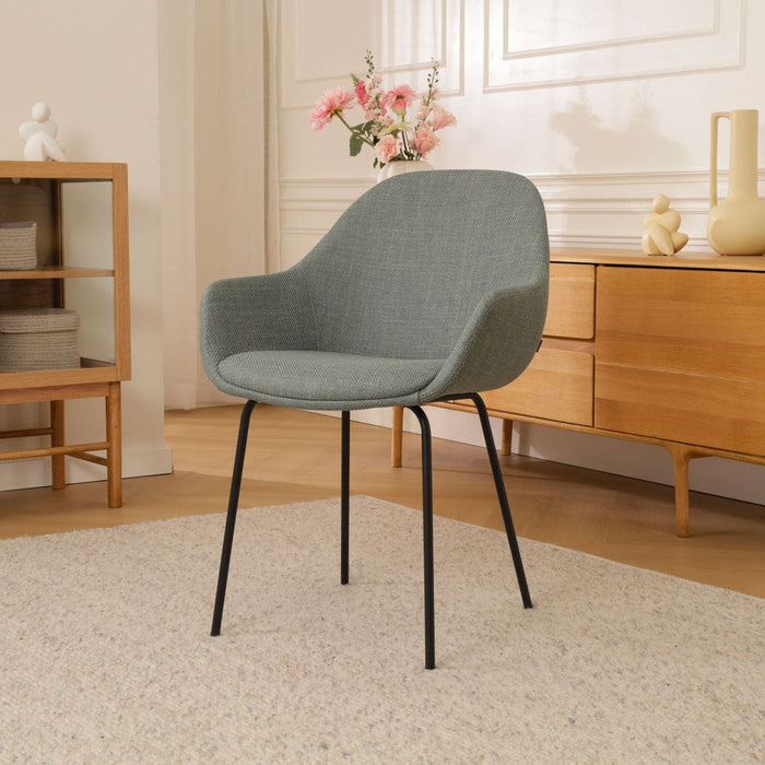 Nolon Nora-Mae Eetkamerstoel Saliegroen - Armleuning - Zwarte Poten