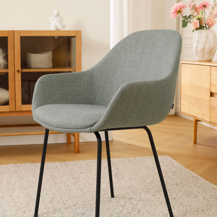 Nolon Nora-Mae Eetkamerstoel Saliegroen - Armleuning - Zwarte Poten