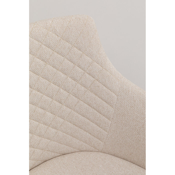 Draaistoel met armleuningen Coco creme en eik Kare Design