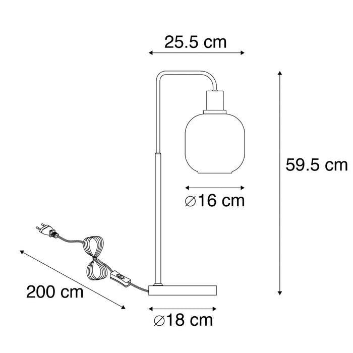 QAZQA Smart tafellamp zwart met goud en smoke glas incl. Wifi A60 -