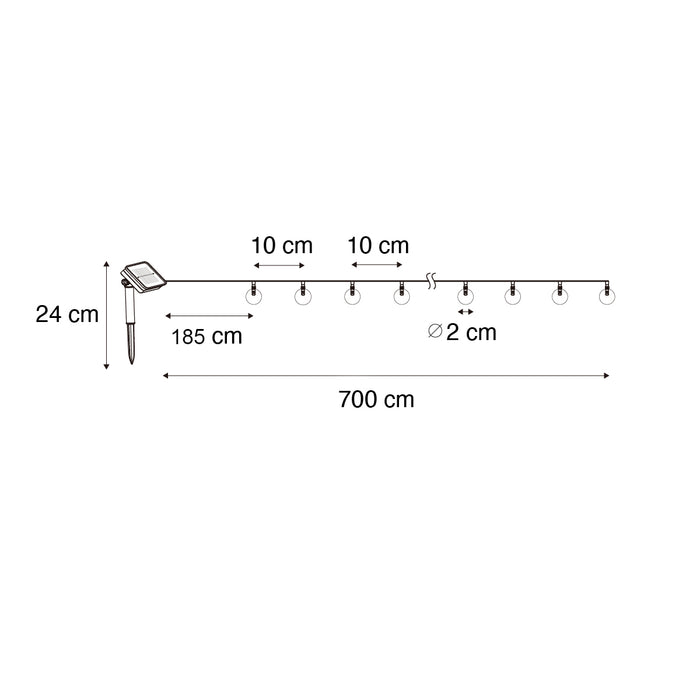 QAZQA Buiten lichtsnoer 7m incl. LED 50-lichts RGBW solar- Festival