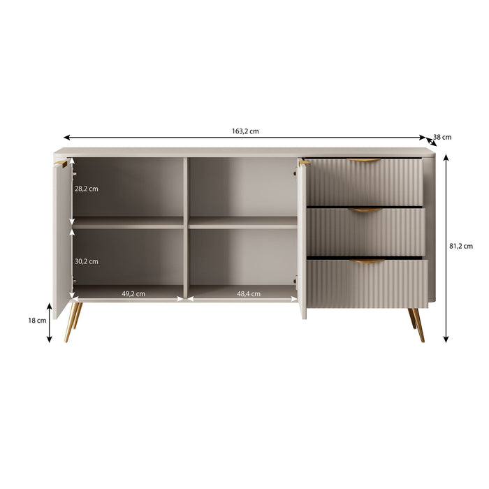 Meubella - Dressoir Lima - Beige - 163 cm
