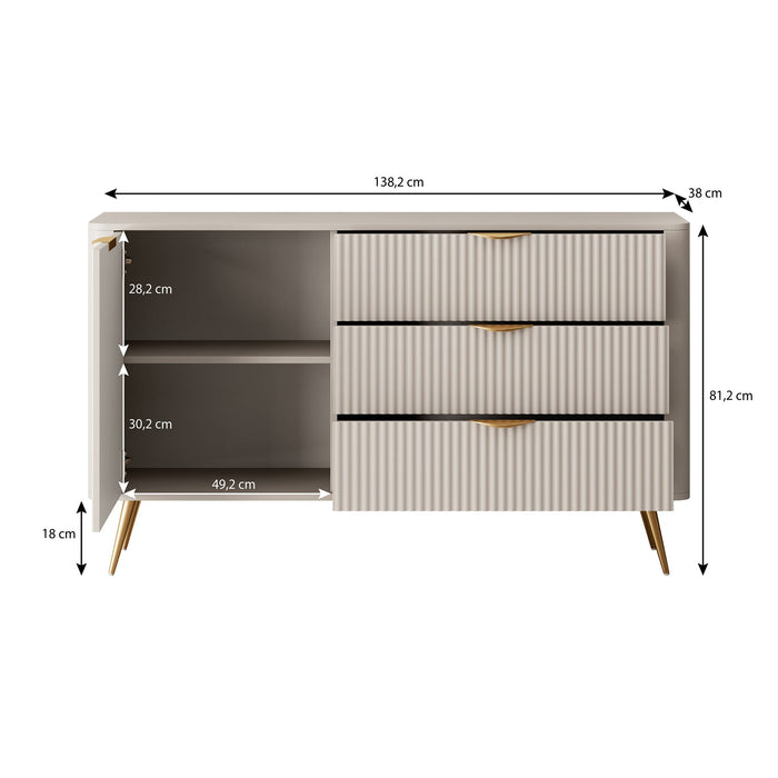 Meubella - Dressoir Lima - Beige - 138 cm