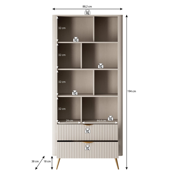 Meubella - Boekenkast Lima - Zwart - 88 cm