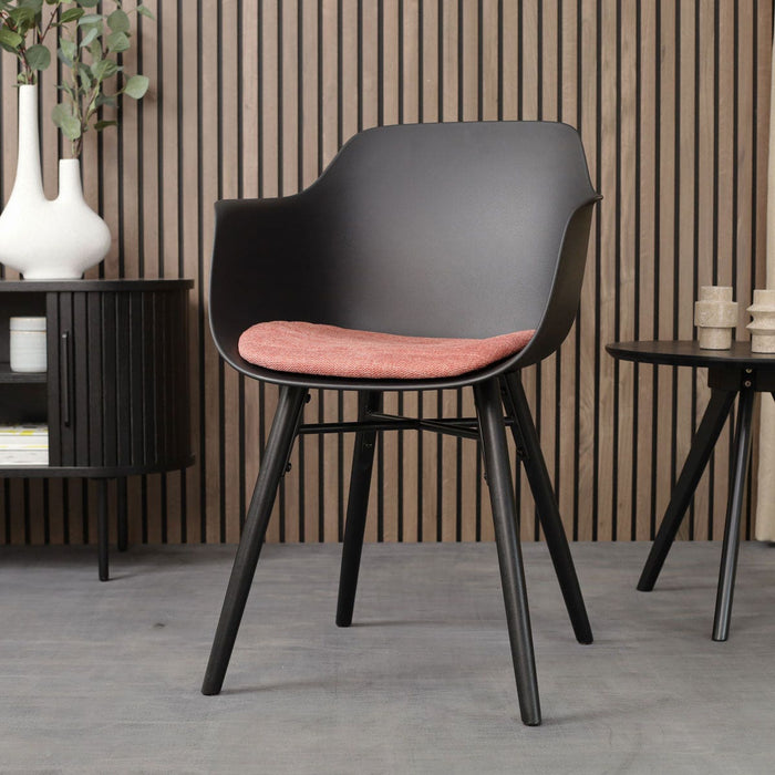 Nolon Nena-Liz Eetkamerstoel Zwart - Terracotta - Zwarte Houten Poten